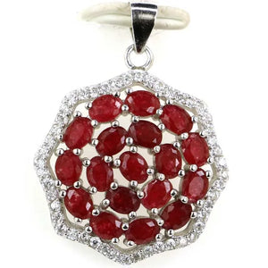 Real Red Ruby Golden Citrine Pink Tourmaline Pendant
