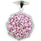 Real Red Ruby Golden Citrine Pink Tourmaline Pendant
