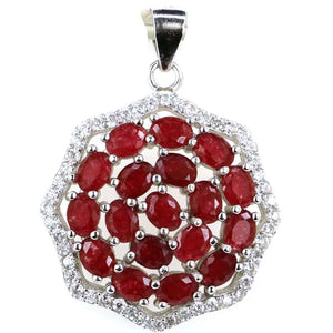 Real Red Ruby Golden Citrine Pink Tourmaline Pendant