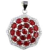Real Red Ruby Golden Citrine Pink Tourmaline Pendant