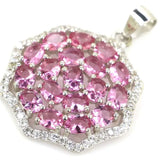 Real Red Ruby Golden Citrine Pink Tourmaline Pendant