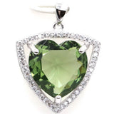 Heart Green Amethyst Tanzanite Kunzite CZ Pendant