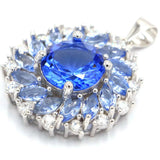 Classic Ruby Tanzanite CZ Ladies 925 Sterling Silver Pendant