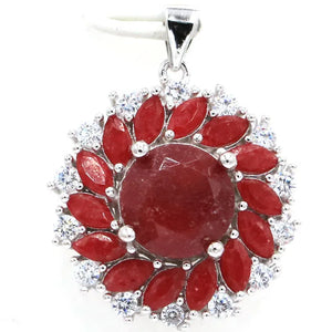 Classic Ruby Tanzanite CZ Ladies 925 Sterling Silver Pendant
