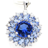 Classic Ruby Tanzanite CZ Ladies 925 Sterling Silver Pendant