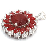 Classic Ruby Tanzanite CZ Ladies 925 Sterling Silver Pendant