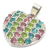 Eye-catching Pink Tourmaline Aquamarine Green Peridot Women Pendant