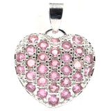 Heart Pink Tourmaline Aquamarine Engagement Silver Pendant