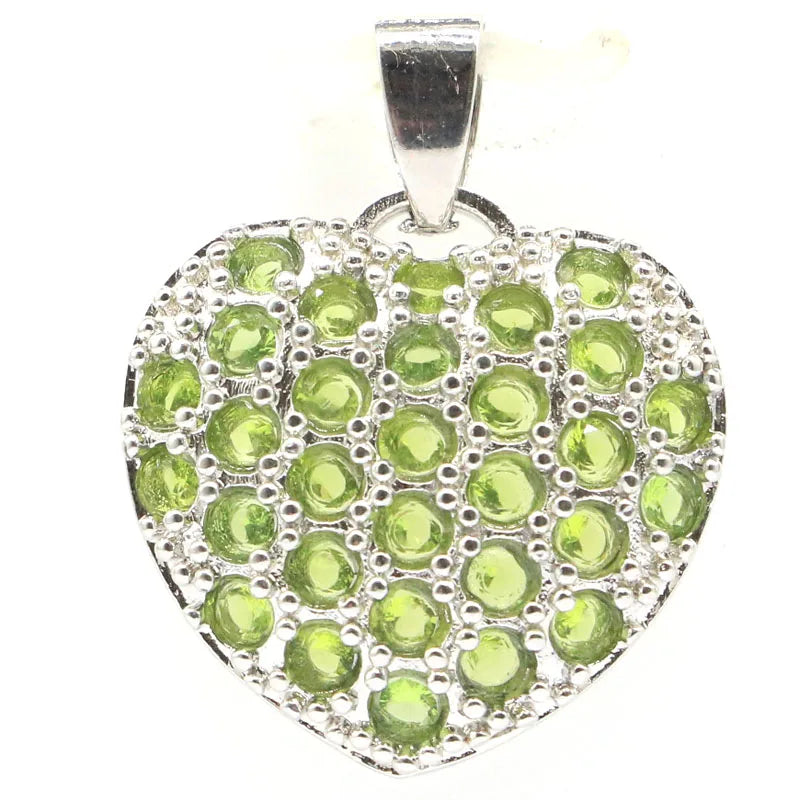 Heart Shape Tanzanite Green Peridot Engagement Silver Pendant