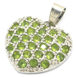 Heart Shape Tanzanite Green Peridot Engagement Silver Pendant