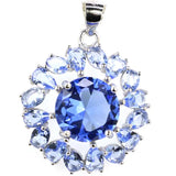 Real Sapphire Citrine Tanzanite 925 Silver Pendant