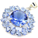 Real Sapphire Citrine Tanzanite 925 Silver Pendant