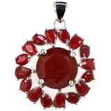 Real Red Ruby Aquamarine 925 Sterling Silver Pendant