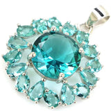 Real Red Ruby Aquamarine 925 Sterling Silver Pendant