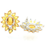Delicate 29x23mm Golden Citrine Pink Tourmaline Stud Earrings