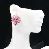 Delicate 29x23mm Golden Citrine Pink Tourmaline Stud Earrings