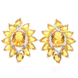 Delicate 29x23mm Golden Citrine Pink Tourmaline Stud Earrings