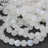 Natural Rainbow Moonstone Bracelet Beads 9-9.8mm for Women Men