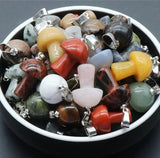 Mini Mushroom Natural Stone Carving Pendant for Necklace