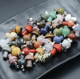 Mini Mushroom Natural Stone Carving Pendant for Necklace