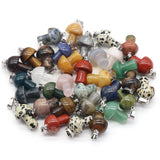 Mini Mushroom Natural Stone Carving Pendant for Necklace