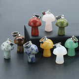 Mini Mushroom Natural Stone Carving Pendant for Necklace