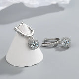 2CT Moissanite Huggie Hoop Earring 925 Sterling Silver Dangle Fine Jewelry