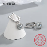 2CT Moissanite Huggie Hoop Earrings Sterling Silver Dainty Drop Earrings
