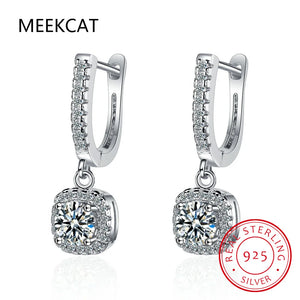 2CT Moissanite Huggie Hoop Earrings Sterling Silver Dainty Drop Earrings