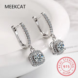 2CT Moissanite Huggie Hoop Earrings Sterling Silver Dainty Drop Earrings