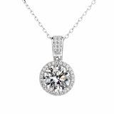 2CT Moissanite Necklace 925 Sterling Silver D Moissanite Diamond Charm Necklace