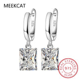 Emerald Cut Moissanite Drop Earrings 925 Sterling Silver