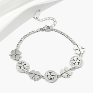 Lucky Four Leaf Clover Charm Bracelet Stainless Steel Chain Party Jewelry