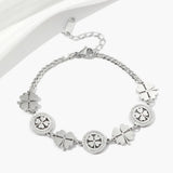 Lucky Four Leaf Clover Charm Bracelet Stainless Steel Chain Party Jewelry