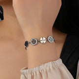 Lucky Four Leaf Clover Charm Bracelet Stainless Steel Chain Party Jewelry