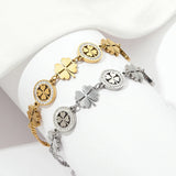 Lucky Four Leaf Clover Charm Bracelet Stainless Steel Chain Jewelry