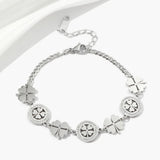 Lucky Four Leaf Clover Charm Bracelet Stainless Steel Chain 18K