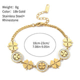 Lucky Four Leaf Clover Charm Bracelet Stainless Steel Chain 18K