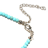 2Colors Stone Chokers Necklaces Light Blue&White Pendant Prayer Cross