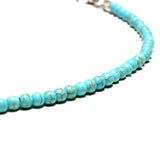 2Colors Stone Chokers Necklaces Light Blue&White Pendant Prayer Cross