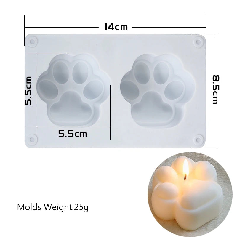 Cat Paw Candle Silicone Mold for DIY Aromatherapy Candle Soap Making Mould