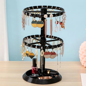 2Layer Rotating Earrings Storage Shelf Jewelry Display Stand