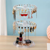 2Layer Rotating Earrings Storage Shelf Jewelry Display Stand