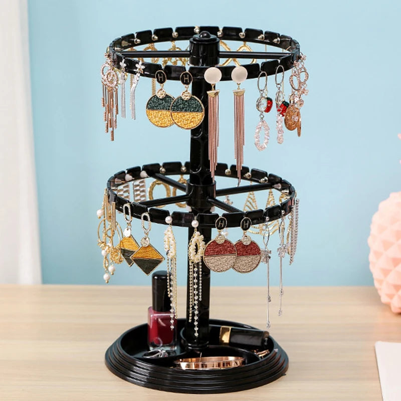 2Layer Rotating Earrings Storage Shelf Jewelry Display Stand