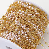 2M Copper Chains Imitation Pearl Beads & Star Charms Pendants Necklace Chain