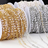 2M Copper Chains Imitation Pearl Beads & Star Charms Pendants Necklace Chain