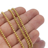 2M Stainless Steel 2/3mm Plated Box Chains DIY Necklace Bracelet Anklet Making
