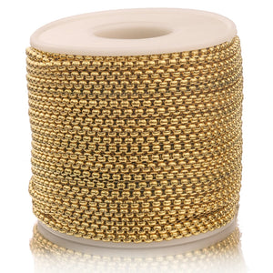 2M Stainless Steel 2/3mm Plated Box Chains DIY Necklace Bracelet Anklet Making