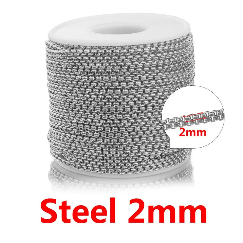 2M Stainless Steel 2mm Pinch Chain for DIY Jewelry