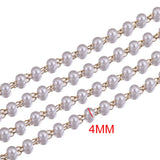 2M Stainless Steel 4mm Round Pearl Chains DIY Eyeglasses Chain Necklace
